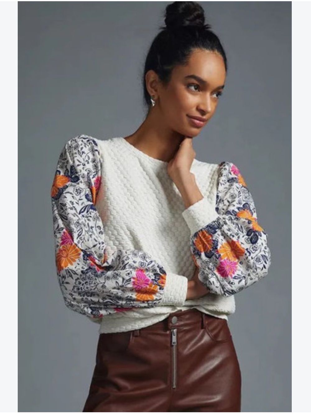 Anthropologie • Porridge Bubble Jacquard Longsleeve • Size M